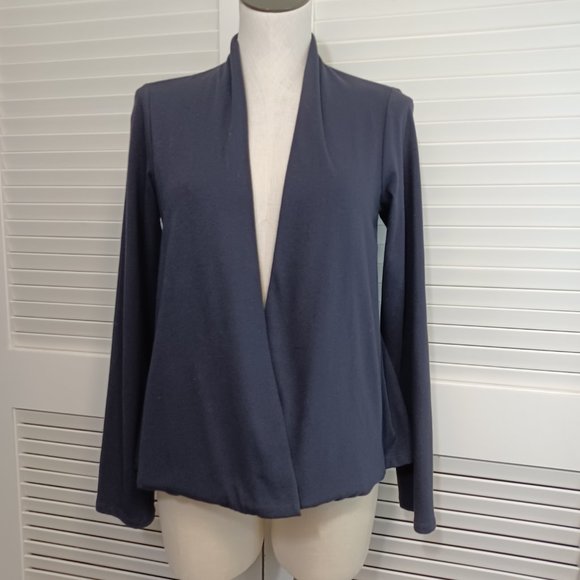 Eileen Fisher Cardigan Open Front Cotton Knit Cardigan Dark Navy Size XS - Picture 1 of 10
